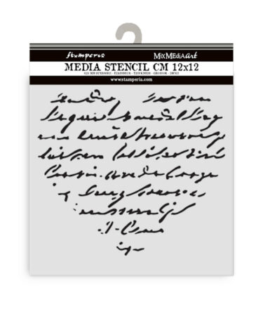 STAMPERIA - Collezione Family -Stencil spesso cm 12X12  cuore con scritte