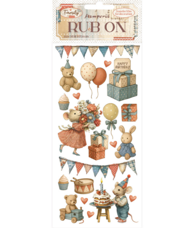STAMPERIA -Collezione Family - Rub on cm 10,16x21,6 party