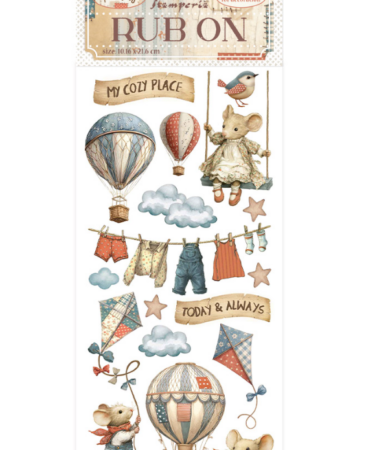 STAMPERIA - Collezione Family -Rub on cm 10,16x21,6 mongolfiere