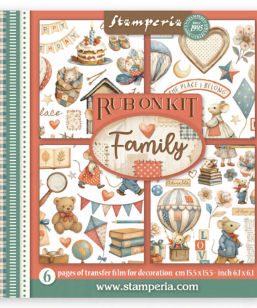 STAMPERIA - Collezione Family -Rub on kit cm 15,5x15,5 - 6 pagine