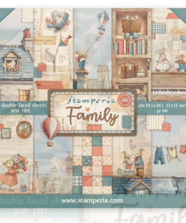 STAMPERIA - Collezione Family -Blocco 10 fogli 30,5x30,5 12x12 inches Double Face