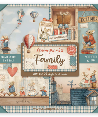 STAMPERIA - Collezione Family -Blocco 22 fogli 20,3x20,3 8x8 inches Single Face