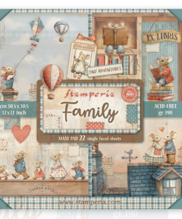 STAMPERIA - Collezione Family -Blocco 22 fogli 30,5x30,5 12x12 inches Single Face