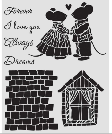 Alternative view of STAMPERIA - Collezione Family -Stencil spesso cm 20X25 casetta e topolini