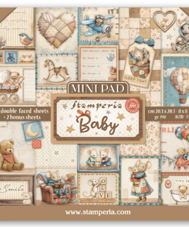 STAMPERIA -  Collezione Baby - Mini Pad 6 fogli cm 20,3x20,3 8"x8"