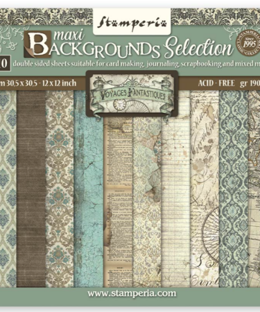 STAMPERIA - Collezione  Voyages Fantastiques - Blocco 10 fogli 30,5x30,5 12x12 inches Double Face Backgrounds