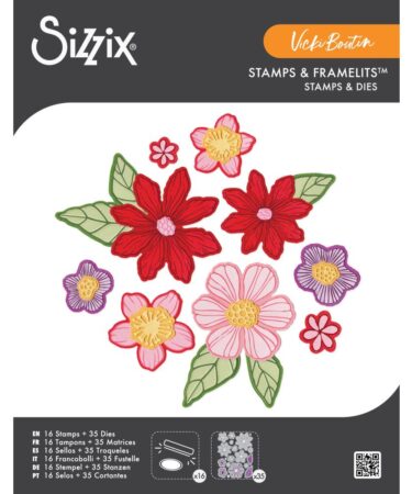 Sizzix Clear Stamps w/Framelits Die by Vicki Boutin Floral Layers #1 (16+35pcs)