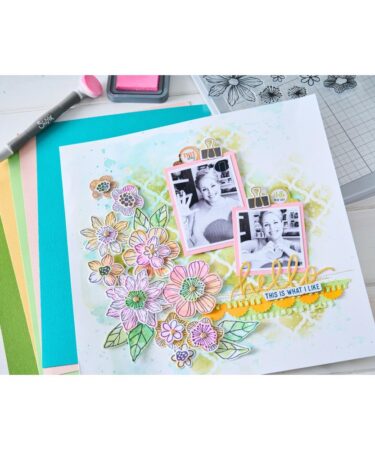 Alternative view of Sizzix Clear Stamps w/Framelits Die by Vicki Boutin Floral Layers #1 (16+35pcs)