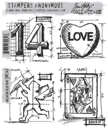 Stampers Anonymous Valentine Blueprint Tim Holtz Cling Stamps