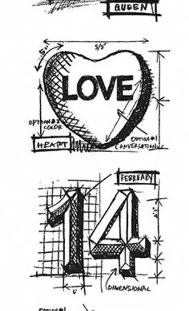Stampers Anonymous Valentine Mini Tim Holtz Blueprint Strip Stamps