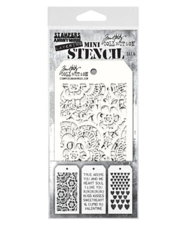 Stampers Anonymous Set #6 Tim Holtz Layering Mini Stencil (3pcs)
