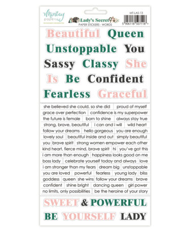 Mintay - 6 x 12 Paper Stickers - Lady's Secret - Words
