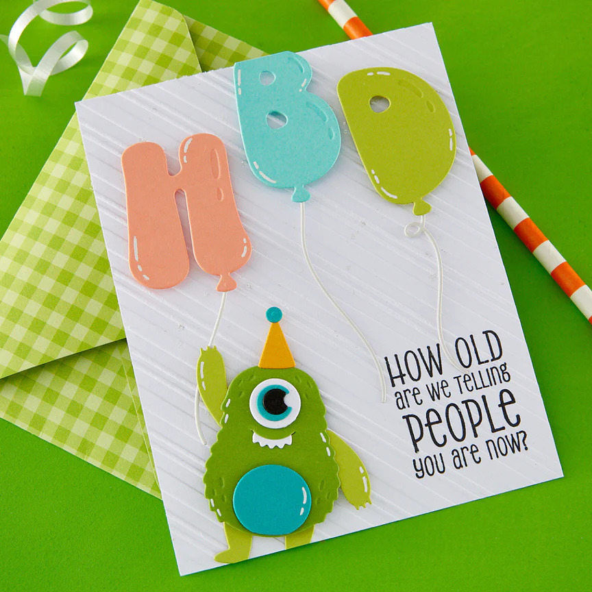 SPELLBINDERS - Collezione Aged to Perfection - HBD Balloons Etched Dies - immagine 2