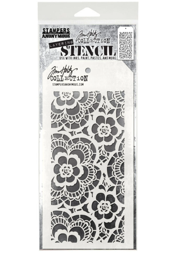 Stampers Anonymous Lace Tim Holtz Layering Stencil