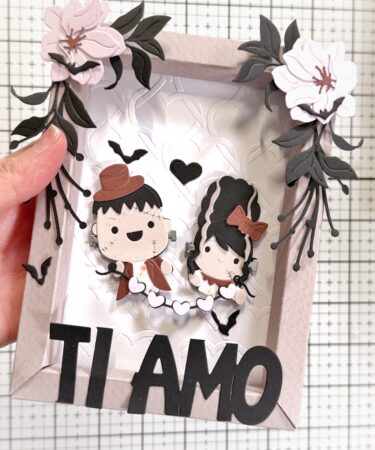 31st is halloween gennaio- la card con i sig.ri Frankeinstein. prodotto contenitore