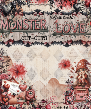 Bellaluna Crafts - Collezione Monster Love - - Pad 8x8" BASIC - Cut Outs
