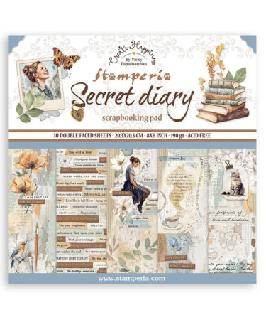 Stamperia - Collezione Secret Diary Scrapbooking Small Pad 10 sheets cm 20,3X20,3 (8"X8") - Create Happiness