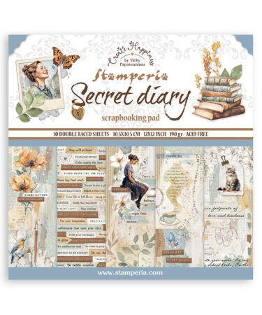 Stamperia - Collezione Secret Diary Scrapbooking Pad 10 sheets cm 30,5x30,5 (12"x12") - Create Happiness