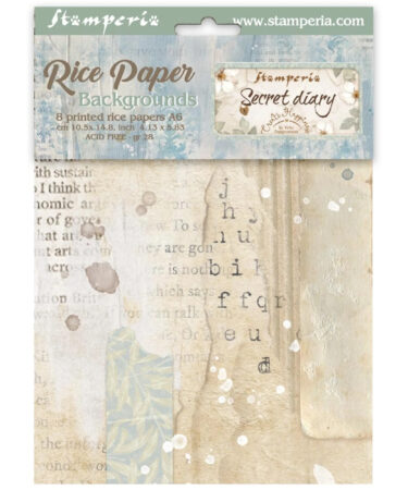 Stamperia - Collezione Secret Diary Selection  CARTA DI RISO 8 fogli A6 backgrounds