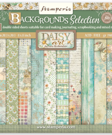 Stamperia - Collezione Daisy Art -Scrapbooking Small Pad 10 sheets cm 20,3X20,3 (8"X8") Backgrounds Selection