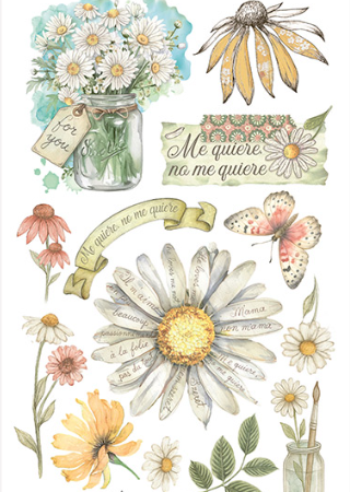 Stamperia - Collezione Daisy Art -Rub-on cm 10,16x21,6 - Me quiere no me quiere
