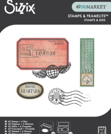 Sizzix Clear Stamps w/Framelits Die by 49 & Market Globetrotter's Mark (62+4pcs)