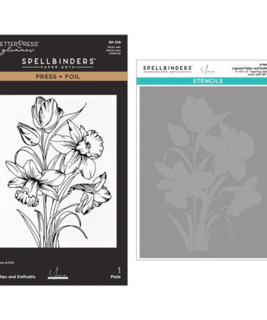 SPELLBINDERS - Collezione Yana's Tulips by Yana Smakula - Tulips and Daffodils Press + Foil Plate and Stencil Bundle