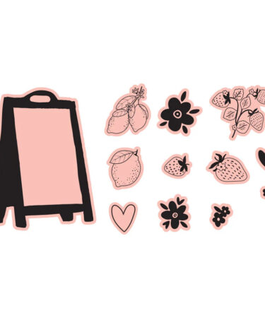 SPELLBINDERS -Collezione  Pink Lemonade with Simple Stories -  Etched Dies for Coordinating Stamp Set with Simple Stories