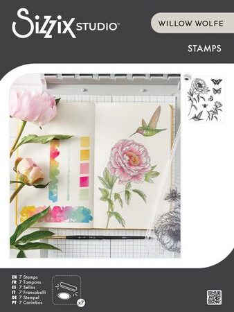 Sizzix Clear Stamps Set By Willow Wolfe 7/Pkg - Flowers And Creatures