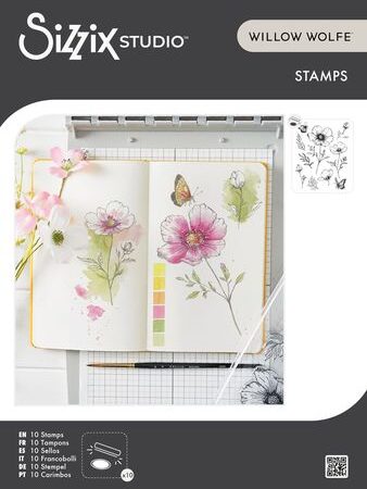 Sizzix Clear Stamps Set By Willow Wolfe 10/Pkg - Cosmos And Butterflies