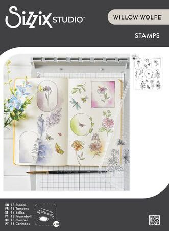 Sizzix Clear Stamps Set By Willow Wolfe 18/Pkg - Floral Frames And Mini Flowers