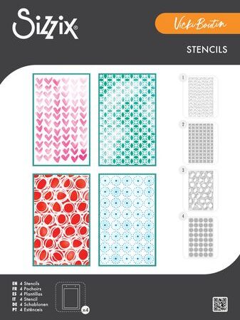 Sizzix A6 Layered Stencils By Vicki Boutin 4/Pkg - Buildables Backgrounds #1