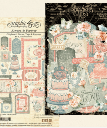 GRAPHIC 45 - Collezione Always & Forever Chipboard Pieces, Tags & Frames