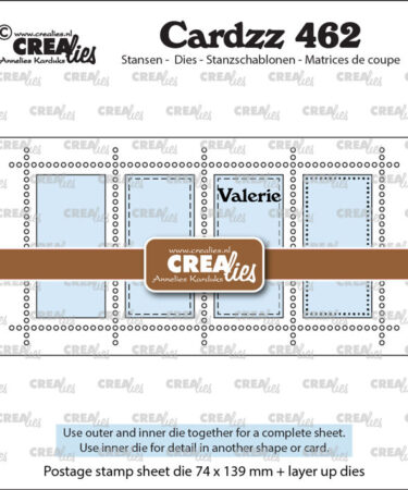 Cardzz dies no. 462, Mini Slimline Postage Stamp sheet Valerie with 4 rectangles vertical