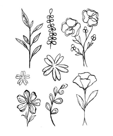 Elizabeth Craft Designs Hello You! Stamp and Die Set Flower Scribbles