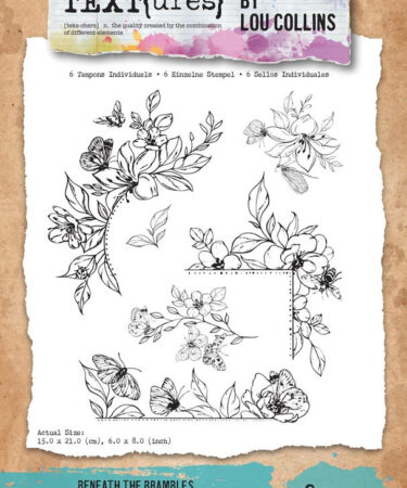 TEXT(ures)- Collezione Beneath the Brambles 6x8 Inch Clear Stamp Set Floral Borders and Corners