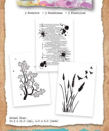 TEXT(ures)- Collezione Beneath the Brambles 4x6 Inch Layering Stencil Set Meadow Ledger