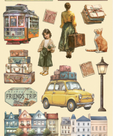  STAMPERIA - Collezione  Art of Travelling -Wooden shape colorato fto A5