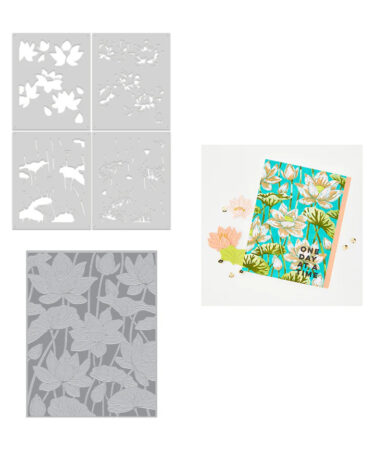 Hero Arts Lotus Field LetterPress + Foil Plate & Stencil Bundle