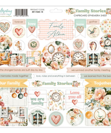 MINTAY PAPERS -  Collezione Family Stories - 12 x 12 Chipboard Ephemera Sheet