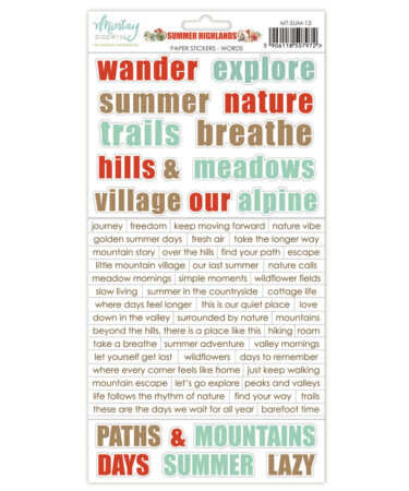 MINTAY PAPERS -  Collezione Summer Highlands6 x 12 Paper Stickers - Words