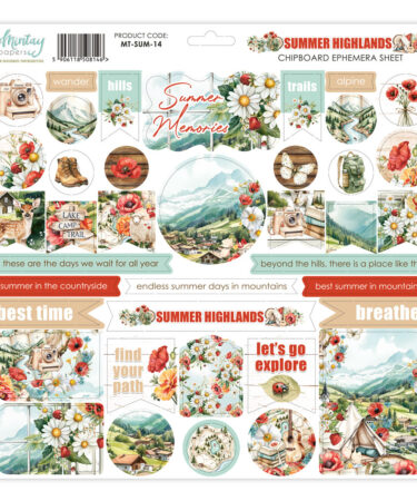 MINTAY PAPERS - Collezione Summer Highlands 12 x 12 Chipboard Ephemera Sheet