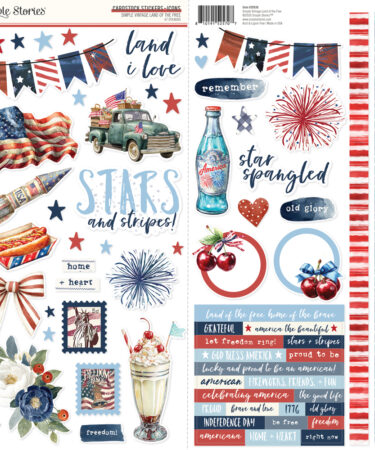 SIMPLE STORIES - Collezione Simple Vintage Land of the Free - Cardstock Stickers Icons