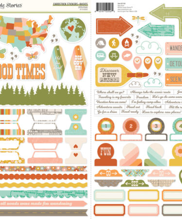 SIMPLE STORIES - Collezione Open Road - Cardstock Stickers Basics