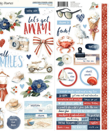 SIMPLE STORIES - Collezione Simple Vintage Sand & Sea  - Cardstock Stickers Icons