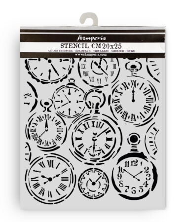 STAMPERIA  - Collezione Gardens of Time -Cut laser stencil for Art and Craft cm 20X25 - Gardens of Time mixed clocks