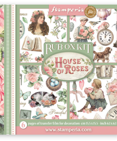 STAMPERIA -  Collezione House of Roses -  Printed Decorative Rub on kit for Art and Craft cm 15,5x15,5