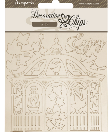 STAMPERIA - ย Collezione House of Roses - ย ย Decorative chips cm 14x14 - gazebo