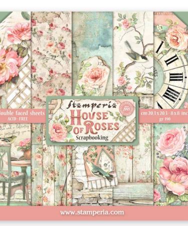 STAMPERIA - ย Collezione House of Roses - ย ย Scrapbooking Small Pad 10 sheets cm 20,3X20,3 (8"X8")