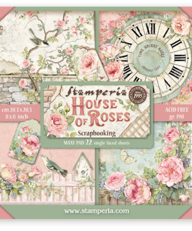 STAMPERIA -- ย Collezione House of Roses - ย ย Scrapbooking Pad 22 sheets cm 20,3X20,3 (8"X8") Single Face